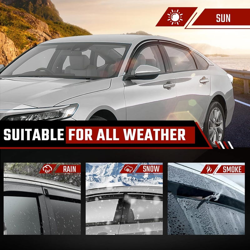 ISINLASSO Tape-On Rain Guards Compatible with Honda Accord 2018-2022 Black Extra Durable Shatterproof Side Window Deflectors, Vent Window Visors, Wind Deflectors - 4 PCS - Image 4
